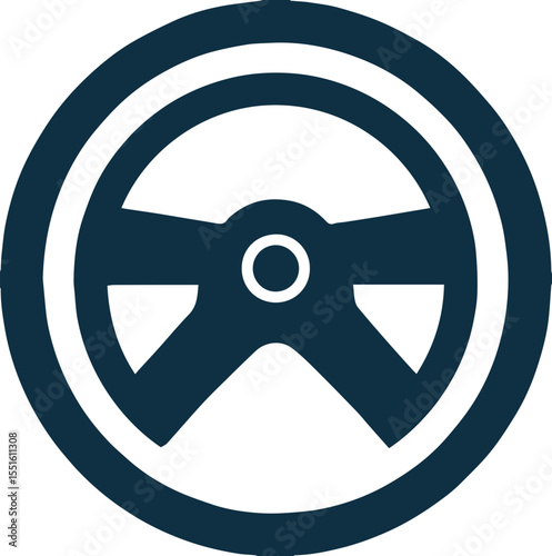 Car steering wheel icon vector in the shape of a steering wheel