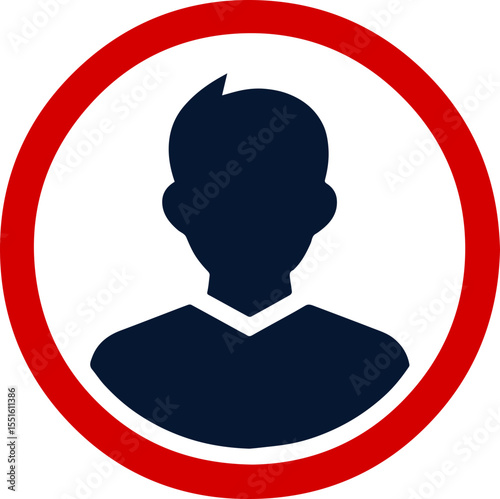 Male profile avatar icon vector in red circle