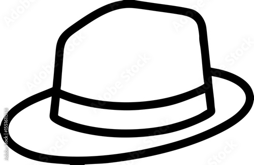 Black border white fedora icon vector illustration