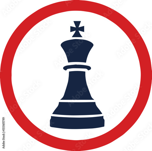 Black chess king icon in red circle vector illustration