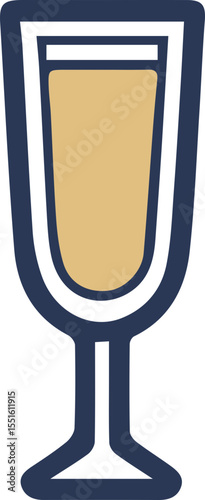 Vector illustration of a toast icon in the shape of a champagne glass