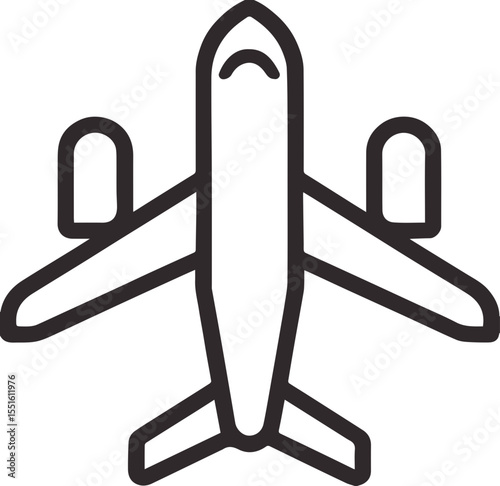 Airplane icon vector illustration in black outline on white background