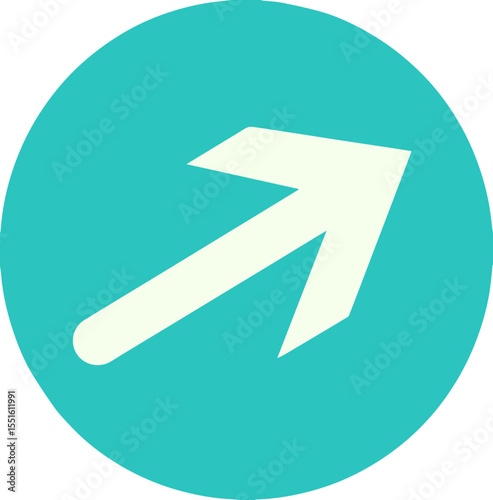 White arrow icon in bright turquoise circle vector