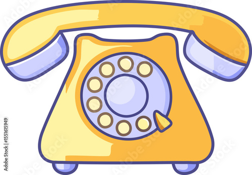 Téléphone fixe vintage à cadran en style néon synthwave