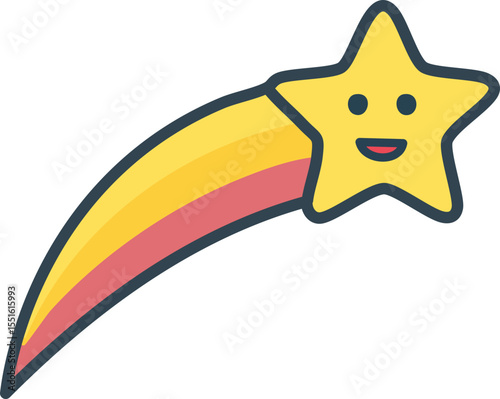 Symbole étoile filante cartoon avec visage souriant