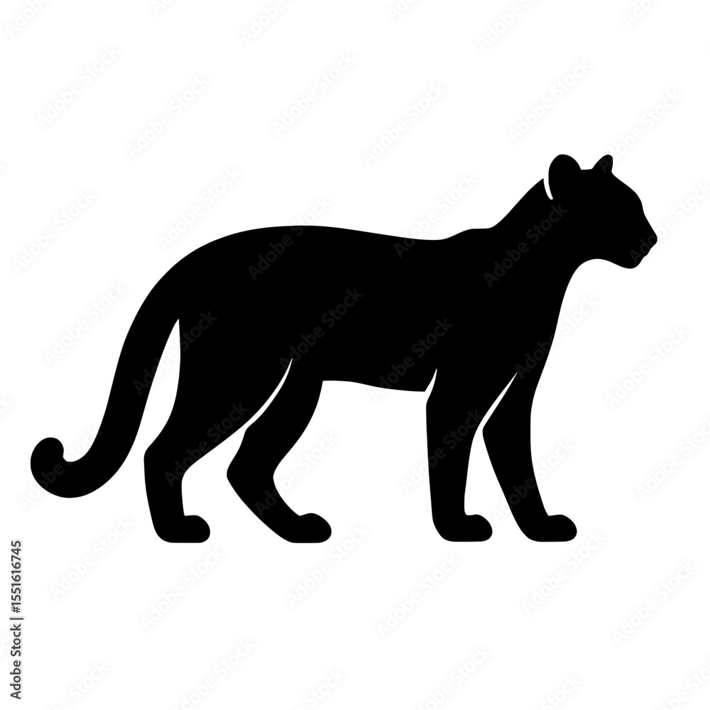 Fototapeta premium Majestic Margay Silhouette in Bold Black with Graceful Curves