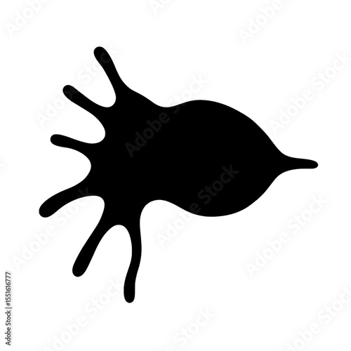 Black Naegleria Amoeba Silhouette with Extended Pseudopods on White Background