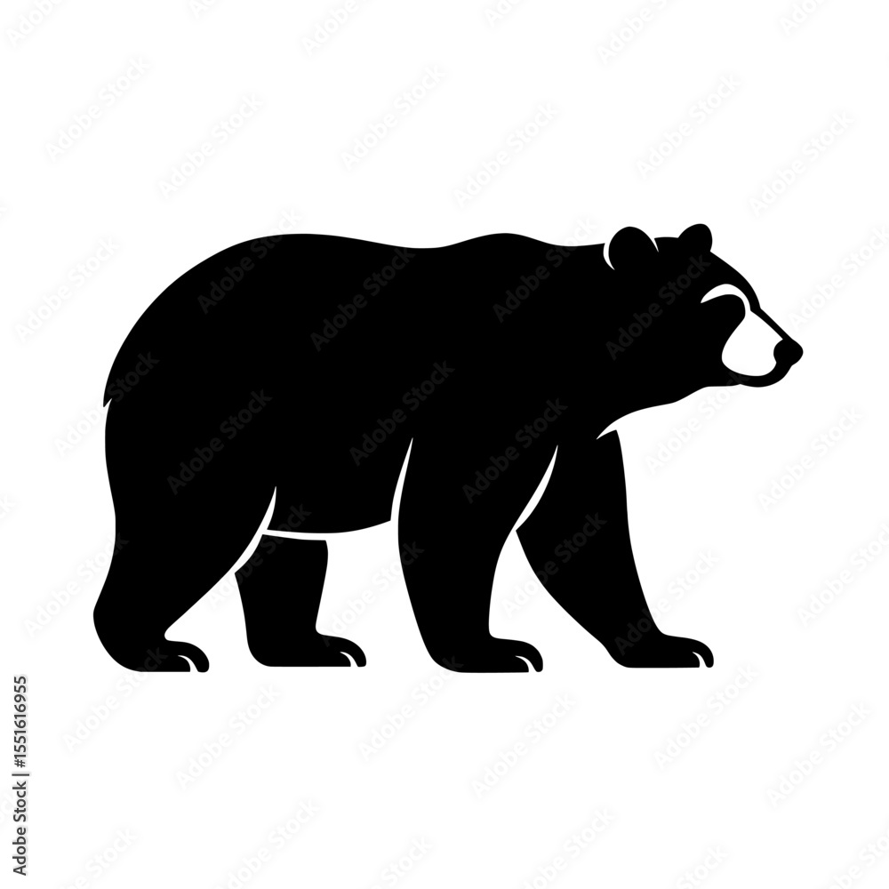 Fototapeta premium Bold Silhouette of a Spectacled Bear with Distinct Facial Markings on a Clean White Background