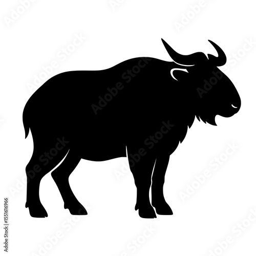 Majestic Takin Silhouette with Distinctive Horns and Muscular Build