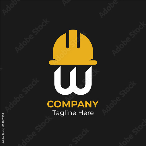 Initial W cap construction logo. Suitable for construction, home, real estate, building, property.