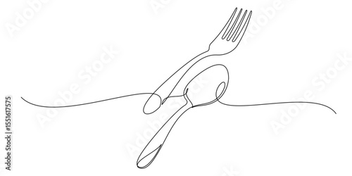 continuous line drawing of cutlery 3