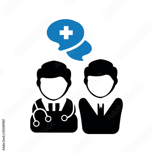Doctor patient consultation icon.