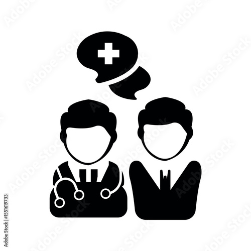 Doctor patient consultation icon.