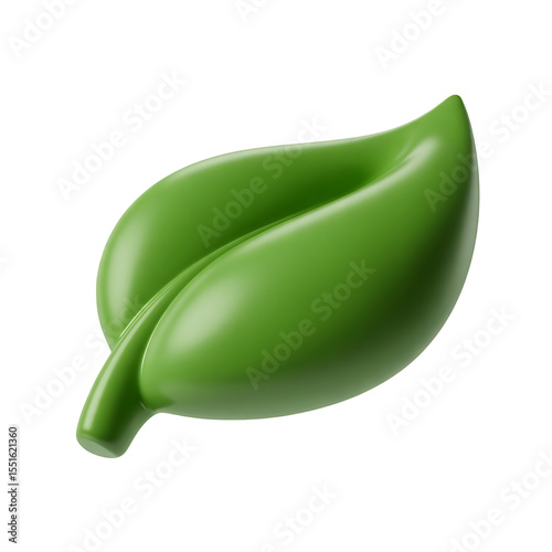 Vibrant green 3d rendered leaf representing nature freshness and eco friendly concepts