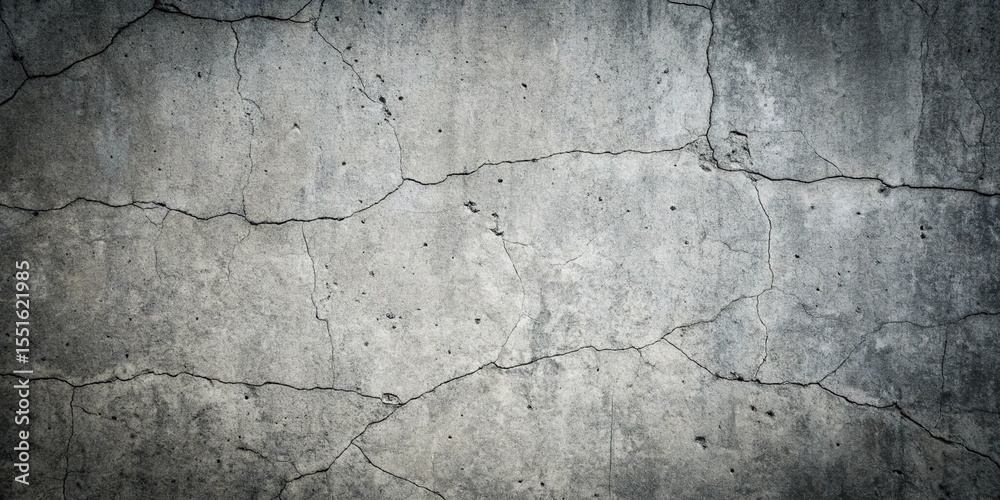 Obraz premium Dark Gray Cracked Concrete Wall Texture: Grunge, Weathered, Distressed Background