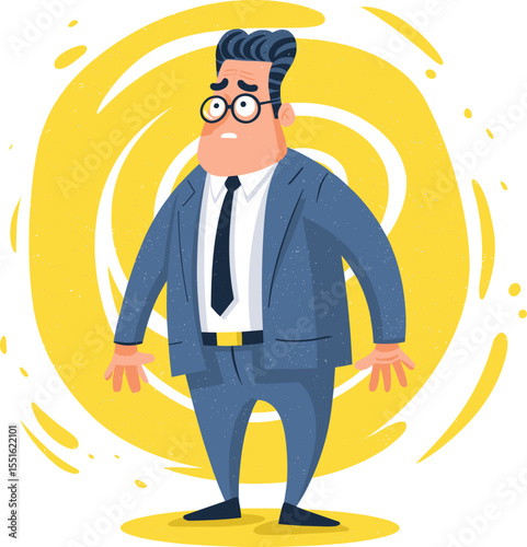 Businessman expressing surprise isolated on transparent background. Vector illustration.