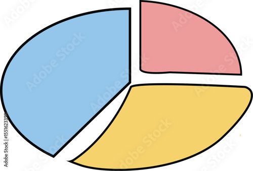 Continuous line drawing of pie chart. Business concept, Growth graph. Object one line, single line art, vector illustration. 