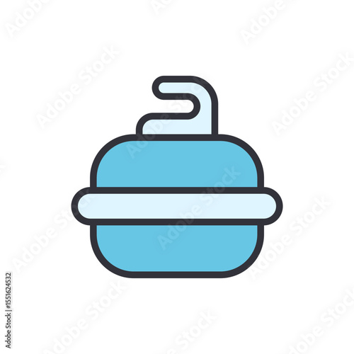 Isolated Blue Curling Stone Icon With Handle On Transparent Background