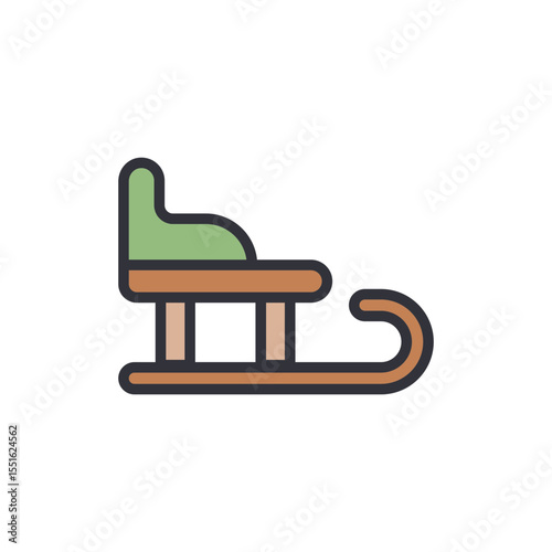 Stylized Sleigh Illustration With Green Seat And Rounded Runners