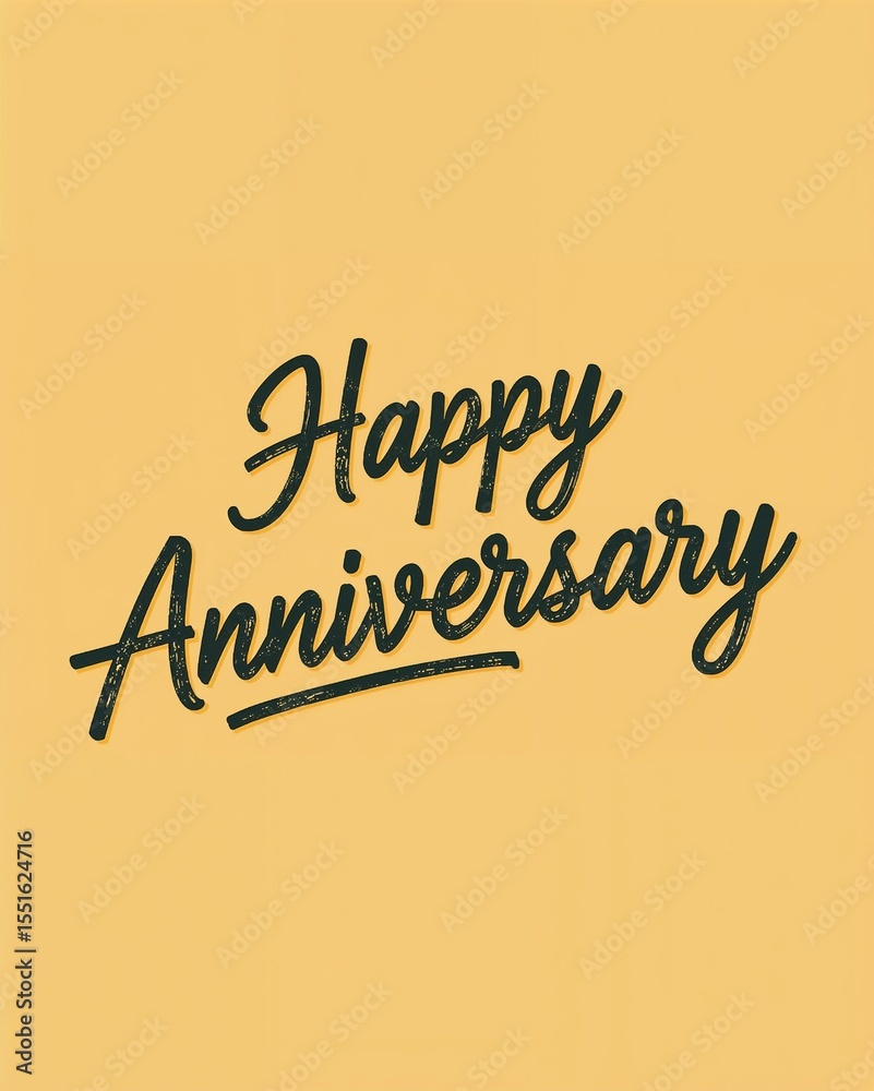 Happy Anniversary lettering in yellow concept card cartoon illustration design art invitation or card poster Happy Anniversary lettering in yellow concept card cartoon illustration design art invitation or card poster