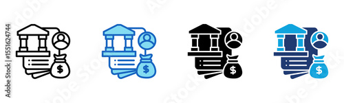 Bank Account icon Multi Style Vector Illustration