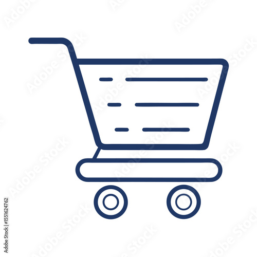 Minimal Line Art Vector of Shopping Cart Icon on White Background