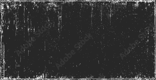 Texture of old surface on black background with white scratches. Worn, torn, weathered effect. Distressed black texture.Vector illustration, EPS 10.