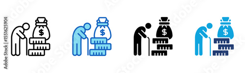 Retirement Plan icon Multi Style Vector Illustration