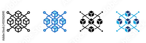 Blockchain Technology icon Multi Style Vector Illustration