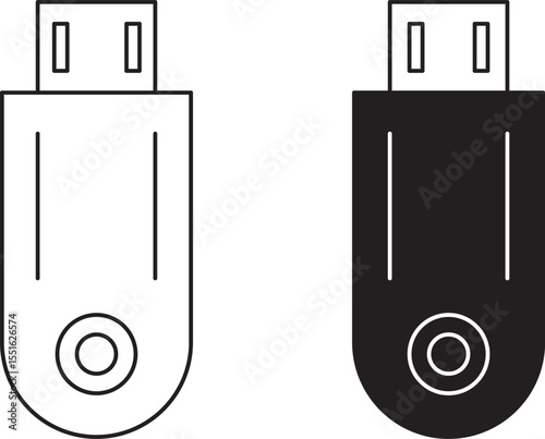 Flash Drive, Computer Technology, Storage, line icon, vector illustrator