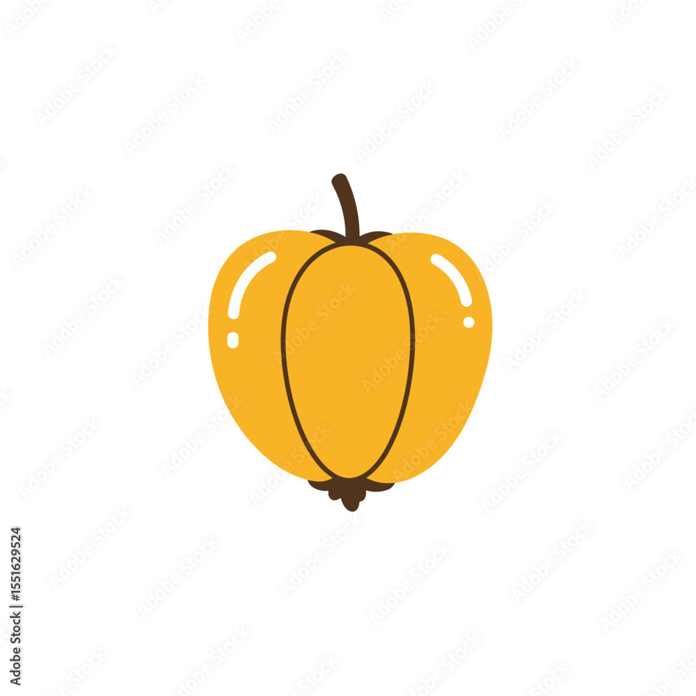 Obraz premium Cartoonish Yellow Fruit with Brown Stem and Decorative Outlines.