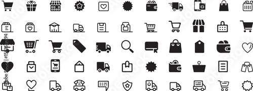 Collection of Black Shopping and E-commerce Icons shopping cart