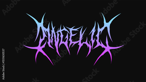 Angelic tribal typography vector in a striking and intense dark metal font style for t-shirt print apparel, sticker, poster, logo and more