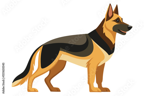 Majestic German Shepherd Illustration A Detailed Depiction of Breed Standards and Elegant Posture Displaying the Breed's Stature and Charisma