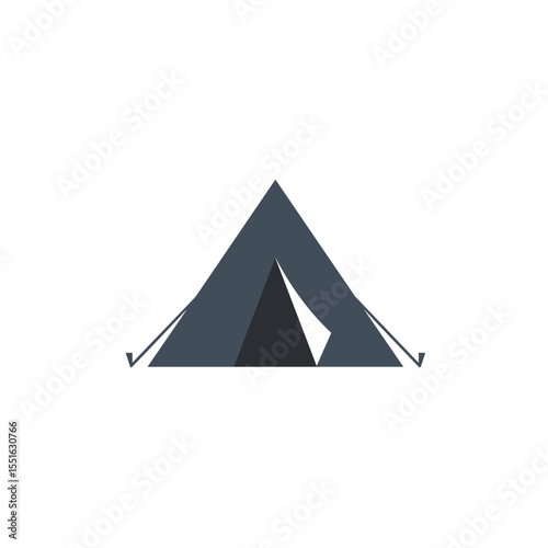 Simple Dark Gray Camping Tent Icon.