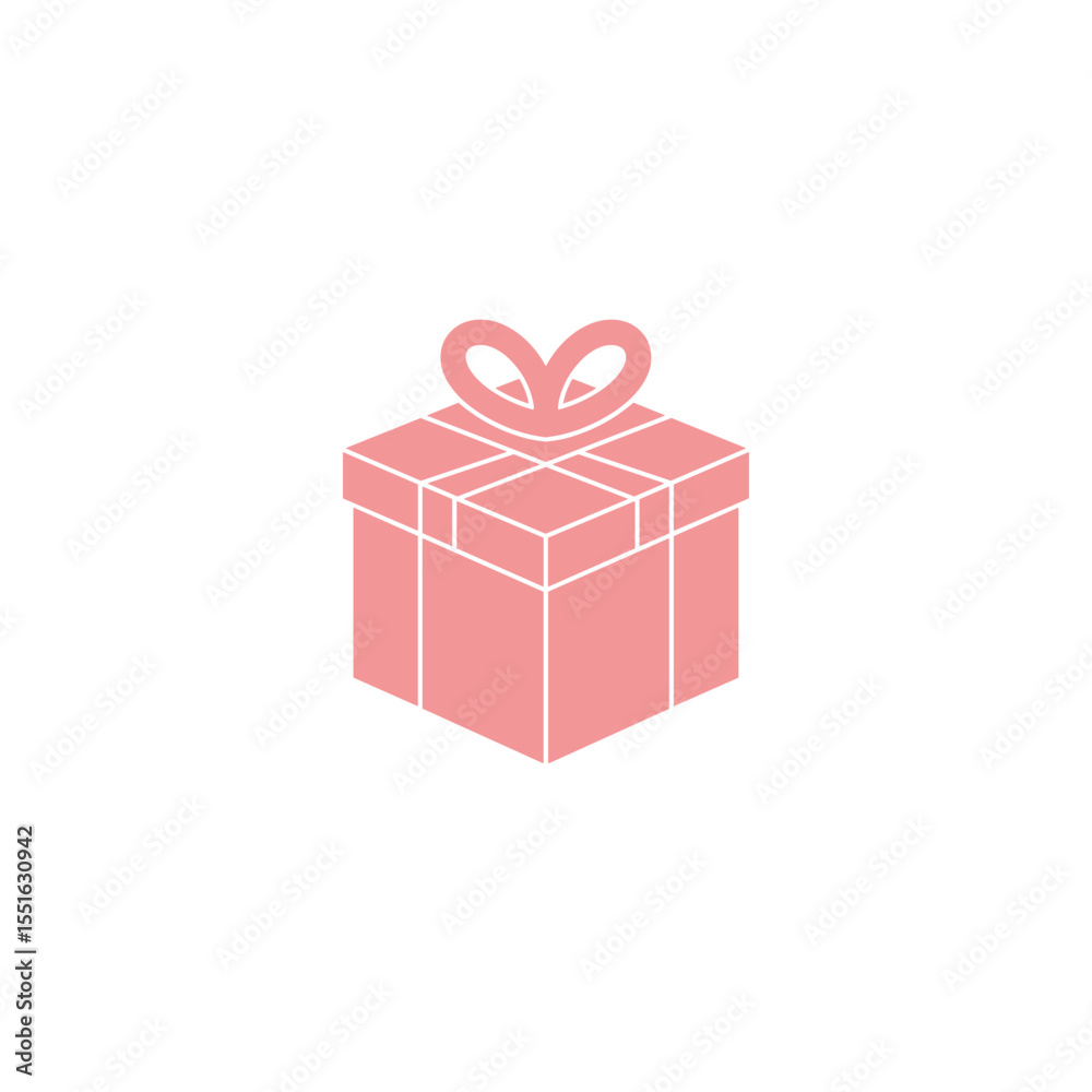 Fototapeta premium Pastel Pink Gift Box with Simple Bow: Isometric View.