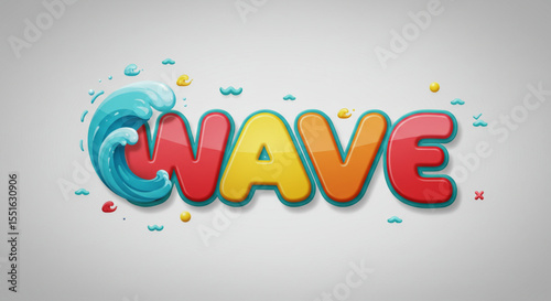 Vibrant Wave Text Effect Colorful 3D Letters and Water Design