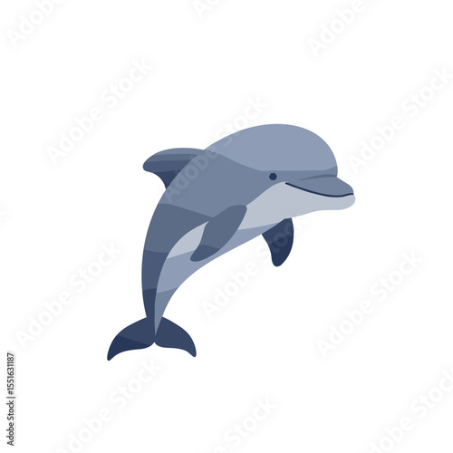 Playful Bottlenose Dolphin Leaping Ocean Mammal Illustration.