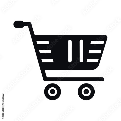 Minimal Vector Silhouette of Shopping Cart Icon on White Background