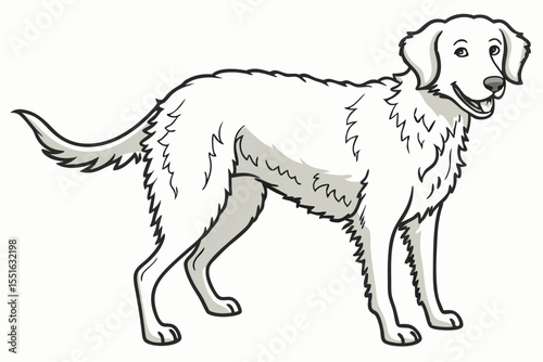 Cartoon Dog Illustration Standing Profile White Furry Friendliness Canine Comfort Companion Animals Pet Character Design
