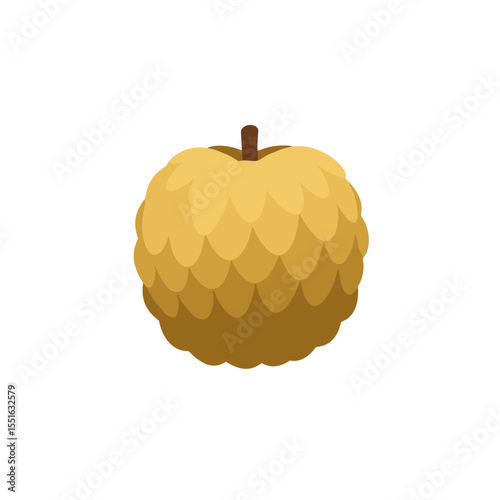 Stylized Sugar Apple: A Flat Vector Illustration of Exotic Fruit.