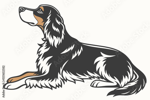 Majestic Setter Dog Lying Down with a Calm Demeanor a Beautiful Canine Illustration