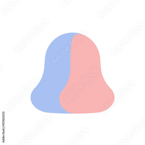 Abstract Dual-Toned Bell Shape with Intersecting Pastel Blue and Pink Sections.
