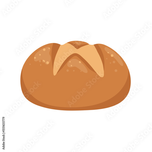 Simple Illustration of a Crusty Loaf of Bread.