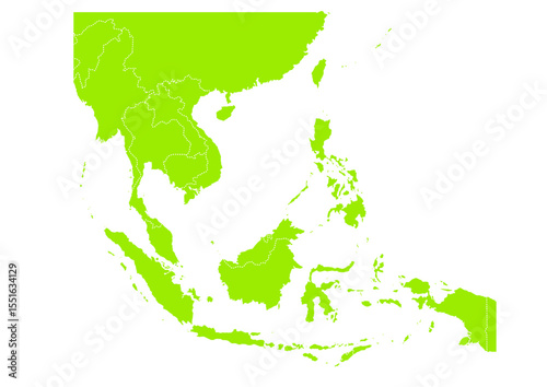 世界地図より、東南アジアの地図　（Map of Southeast Asia）

