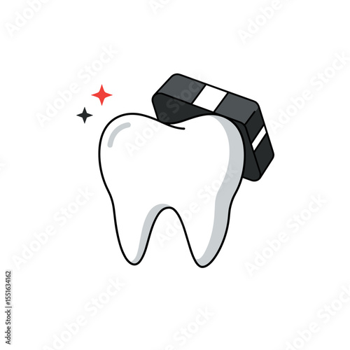 Tooth Whitening Treatment with Charcoal Block Illustration.