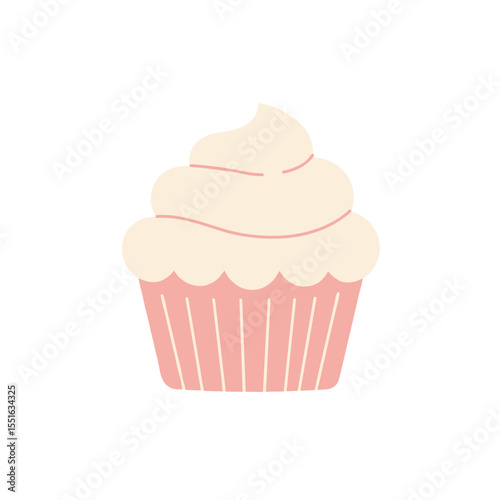 Simple and Sweet Pastel Pink Cupcake with Creamy Topping.