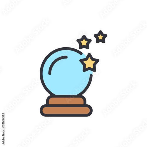 Charming Crystal Ball With Glowing Stars For Predictions And Fortune
