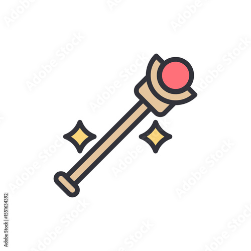 Whimsical Magic Wand With Sparkling Effects On Transparent Background