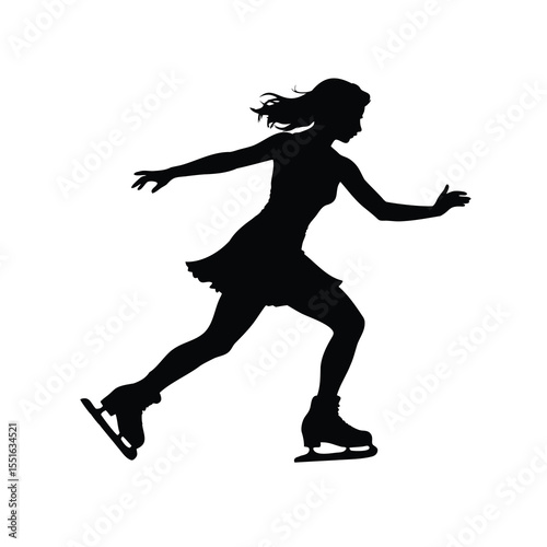 Silhouette of a Female Figure Skater Performing on the Ice Rink